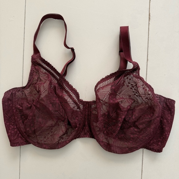 Simone Pérèle Comete Bra Seamless French Lace Burgundy Maroon Red Quite Luxury - Picture 2 of 7